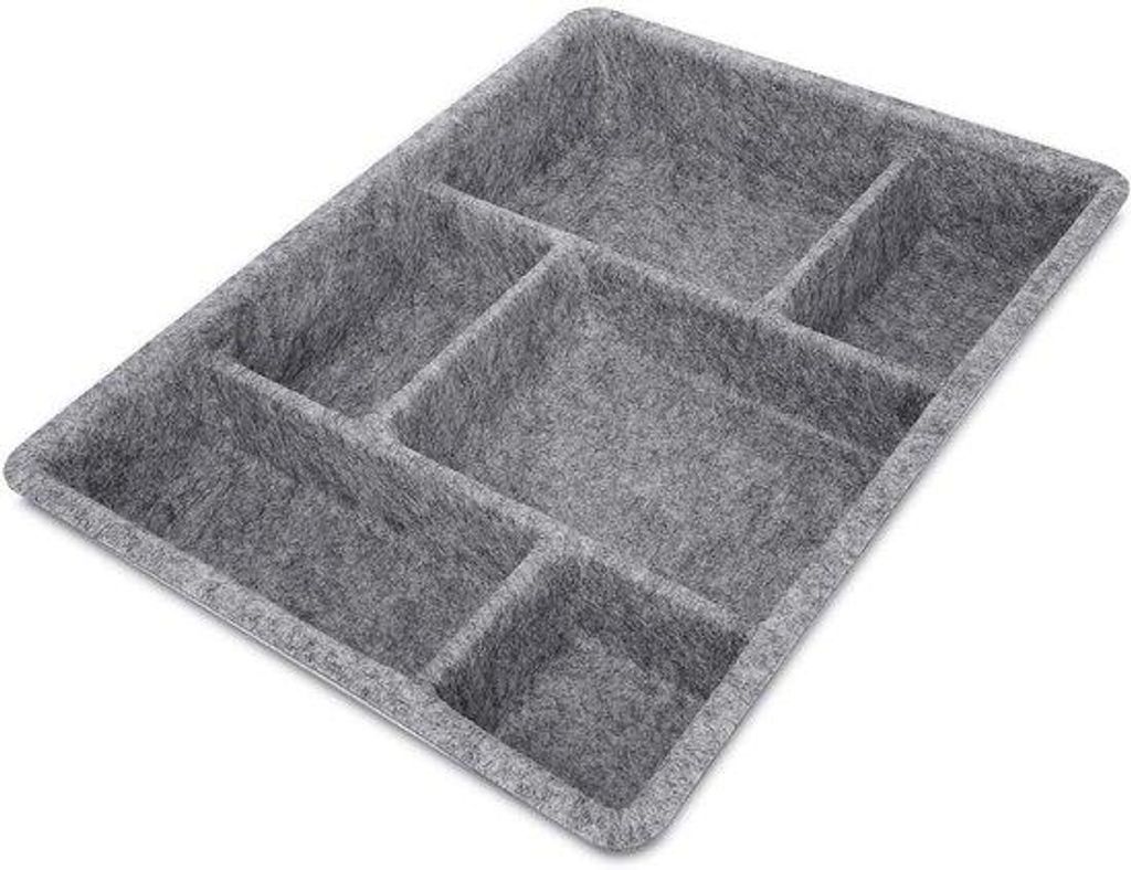Organizer für Schmuck, Büroartikel oder Kosmetik - 6 Fächer - Grau - 405 x 305 x 6 cm