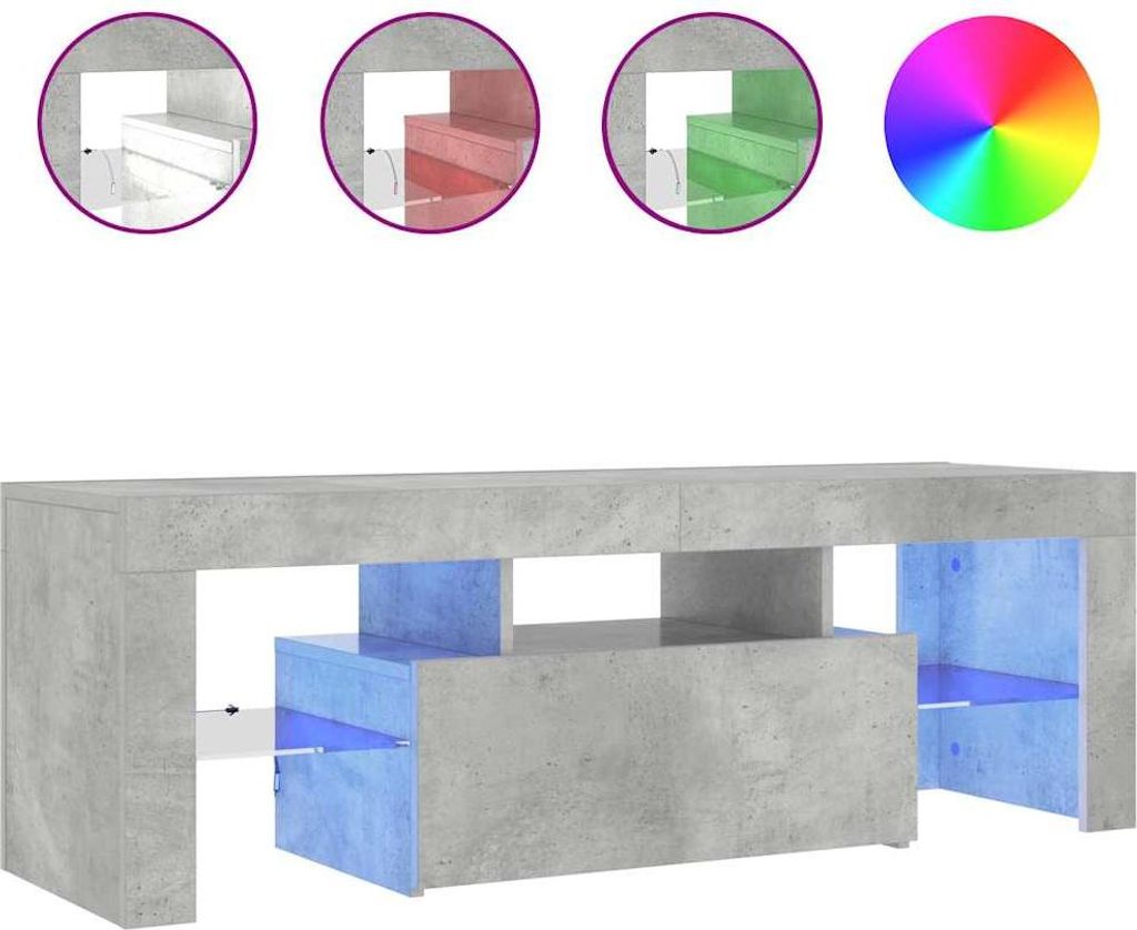 vidaXL TV-Schrank mit LED-Beleuchtung Betongrau 120x35x40 cm