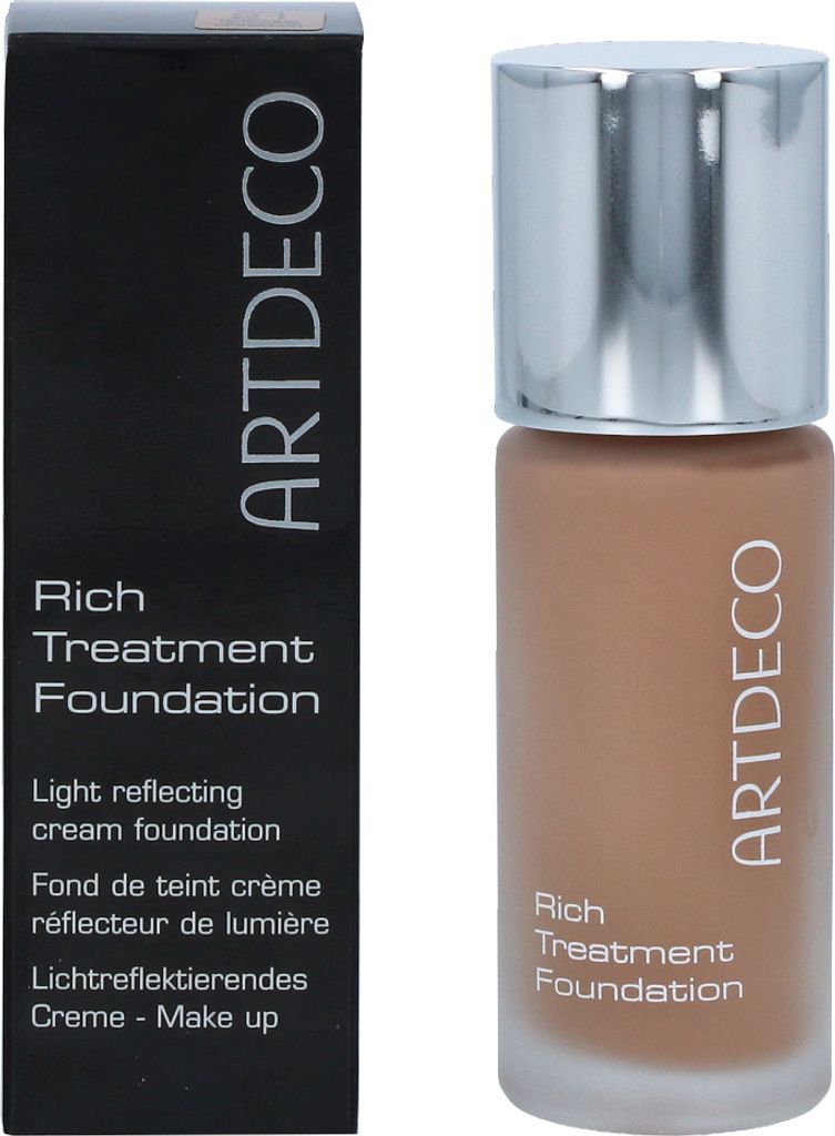 A bottle of Artdeco Rich Treatment Foundation and its packaging are shown against a white background.