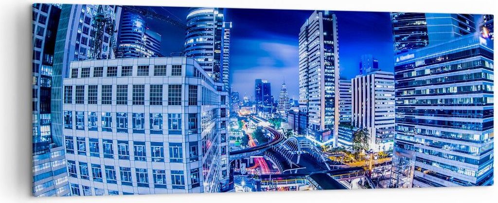 Bild auf Leinwand - Leinwandbild - Asien bangkok stadt architektur - 140x50cm - Wand Bild - Wanddeko - Leinwanddruck - Bilder - Kunstdruck - Leinwa...
