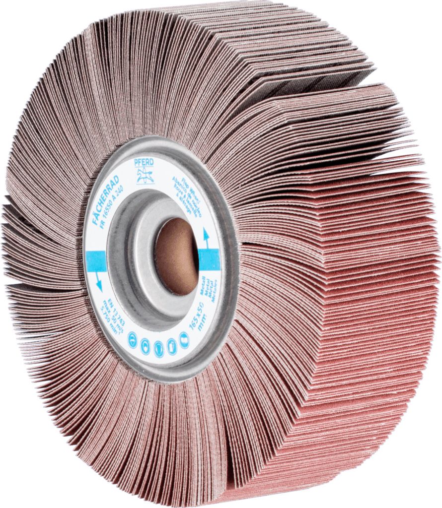 PFERD TOOLS Lamellenschleifrad FR Ø 165x50mm Bohrung Ø 25,4 mm A240 für universelle Anwendung