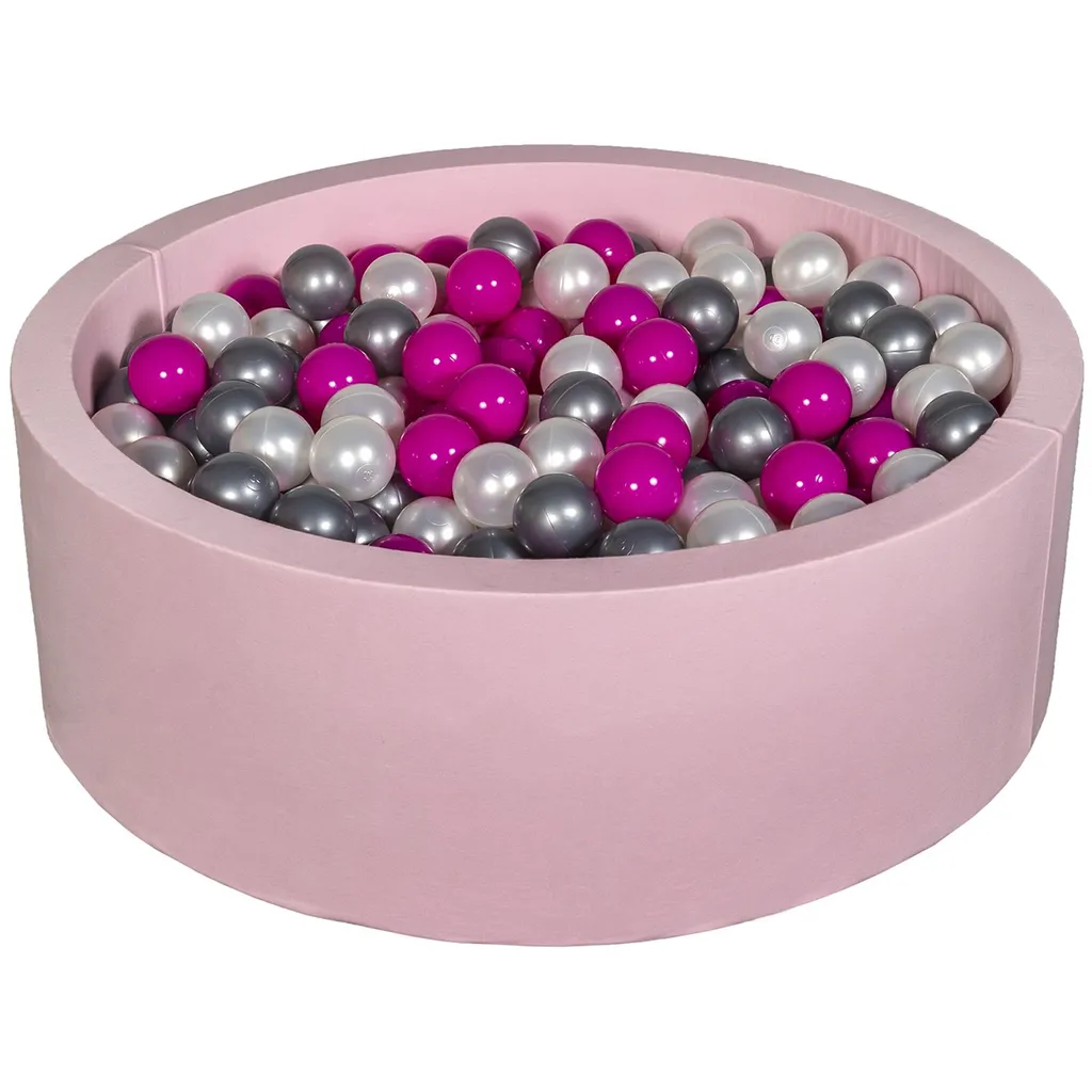 Piscine à balles aire de jeux avec 450 balles rose nacré et argenté