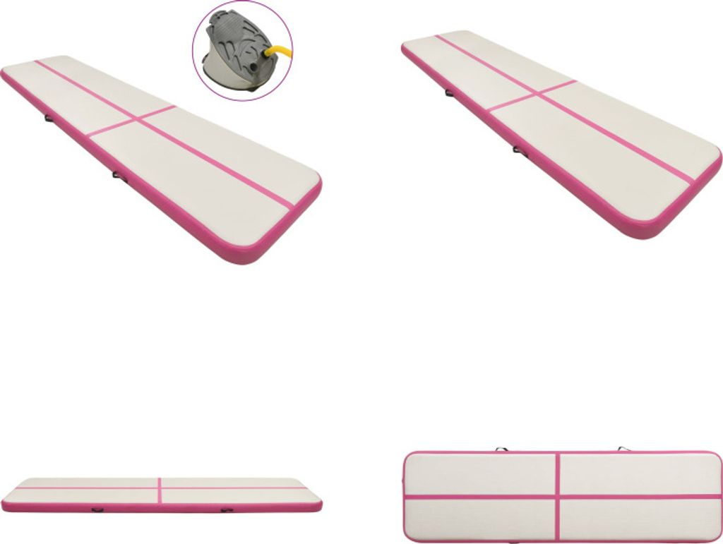 vidaXL Aufblasbare Gymnastikmatte mit Pumpe 800x100x15 cm PVC Rosa - Gymnastikmatte - Gymnastikmatten - Gymnastik Yoga Matte - Gymnastik Yoga Matten