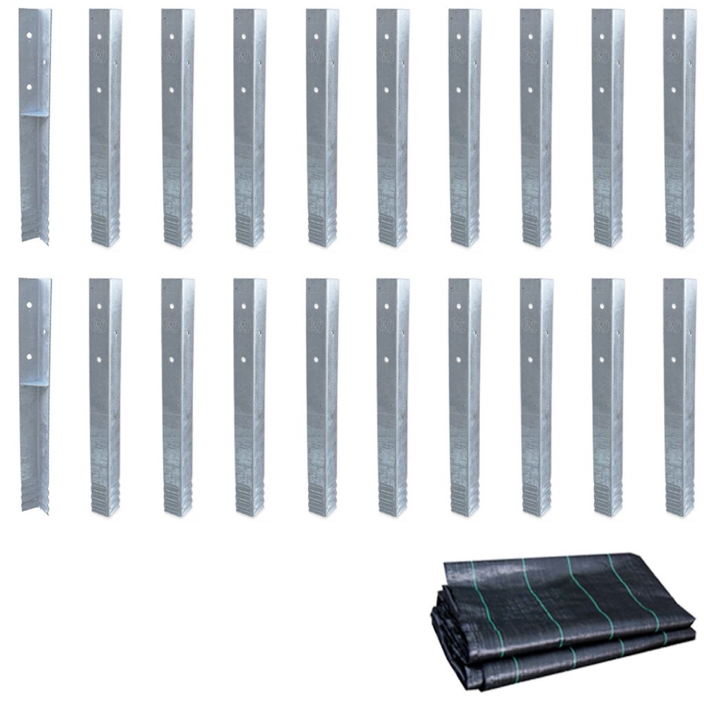 WICKEY Bodenanker Erdanker Winkelanker-Set SolidLock 20 Stk. für Spielturm & Schaukel inkl. Unkrautvlies, Anker, Pfostenanker für Klettergerüst ...