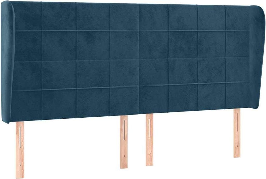 vidaXL Kopfteil mit Ohren Dunkelblau 203x23x118/128 cm Samt