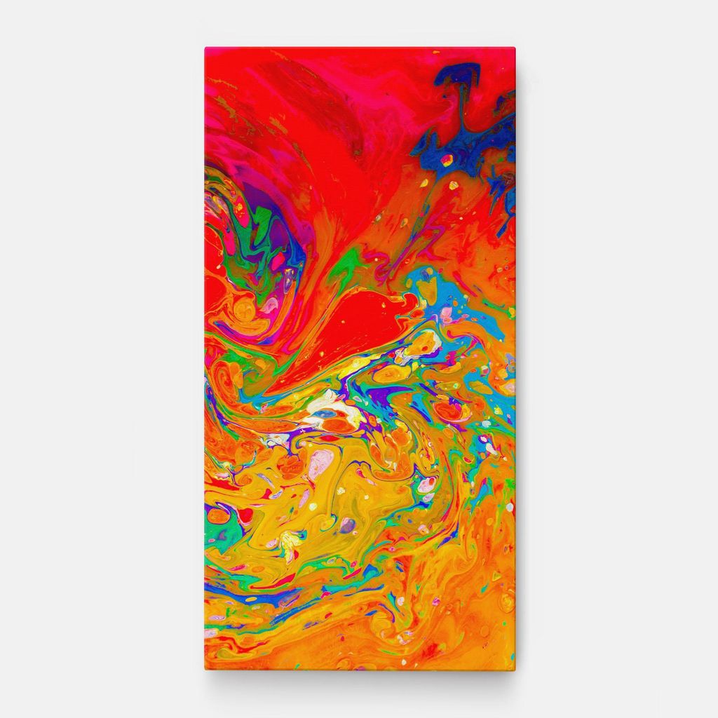 ARTHUB Leinwandbild 40x80 cm, Marbling Orange Art | Wohnzimmerdekoration, Hängende Bilder, Wanddekoration, Heimdekoration, Abstrakte, Lebendige ...