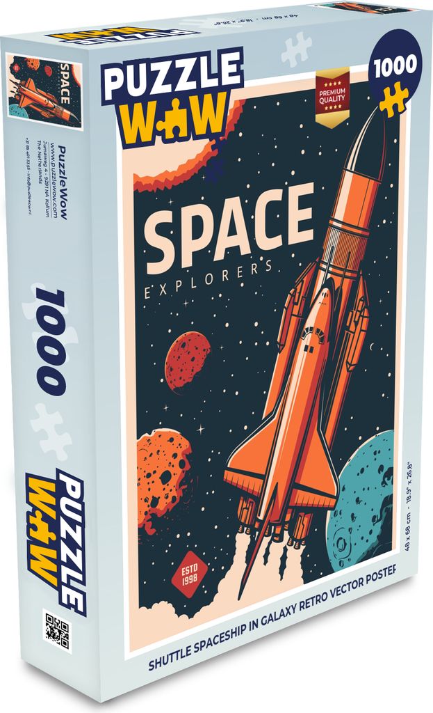 MuchoWow Puzzle 1000 Teile Weltraumforscher - Rakete - Vintage - Weltraum - Spielzeug - Alt und Jung - Spiele - Puzzeln