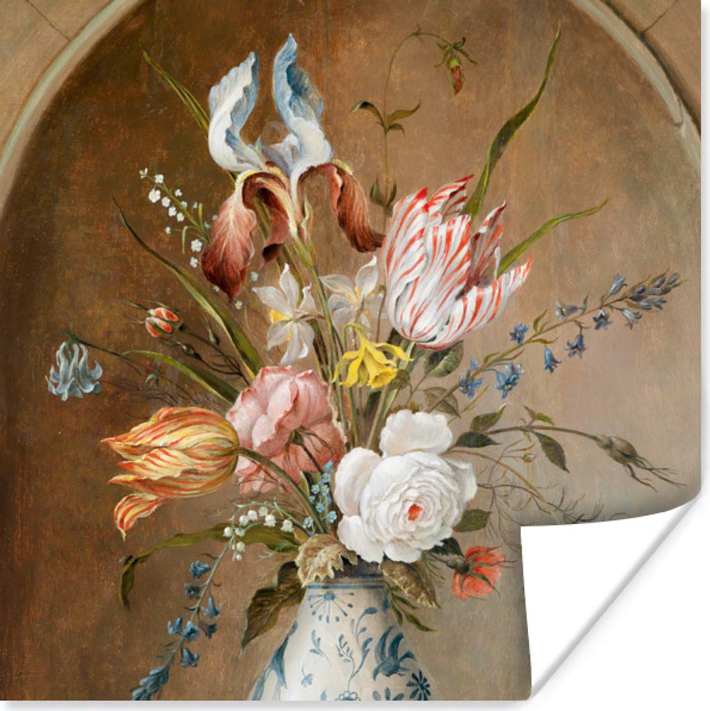 MuchoWow Poster Stilleben mit Blumen - Balthasar van der Ast - Malerei 50x50 cm - Wohnzimmerdekoration
