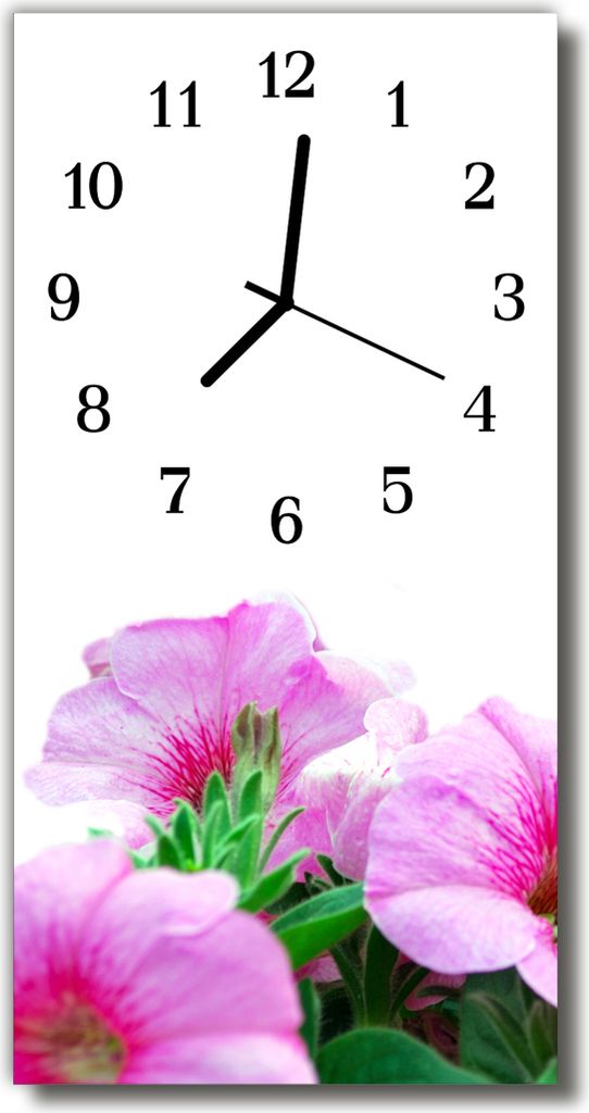 Tulup Glasuhr Wanduhr Küchenuhr Echt-Glas 30x60 Primeln Mehrfarbig