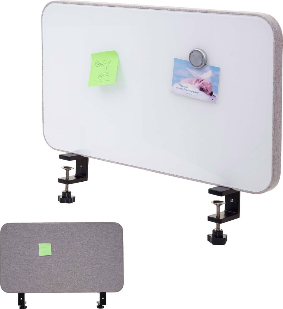Tisch-Whiteboard MCW-G74, Büro-Sichtschutz Trennwand Schreibtisch Magnettafel Pinnwand, Stoff/Textil 60x35cm grau