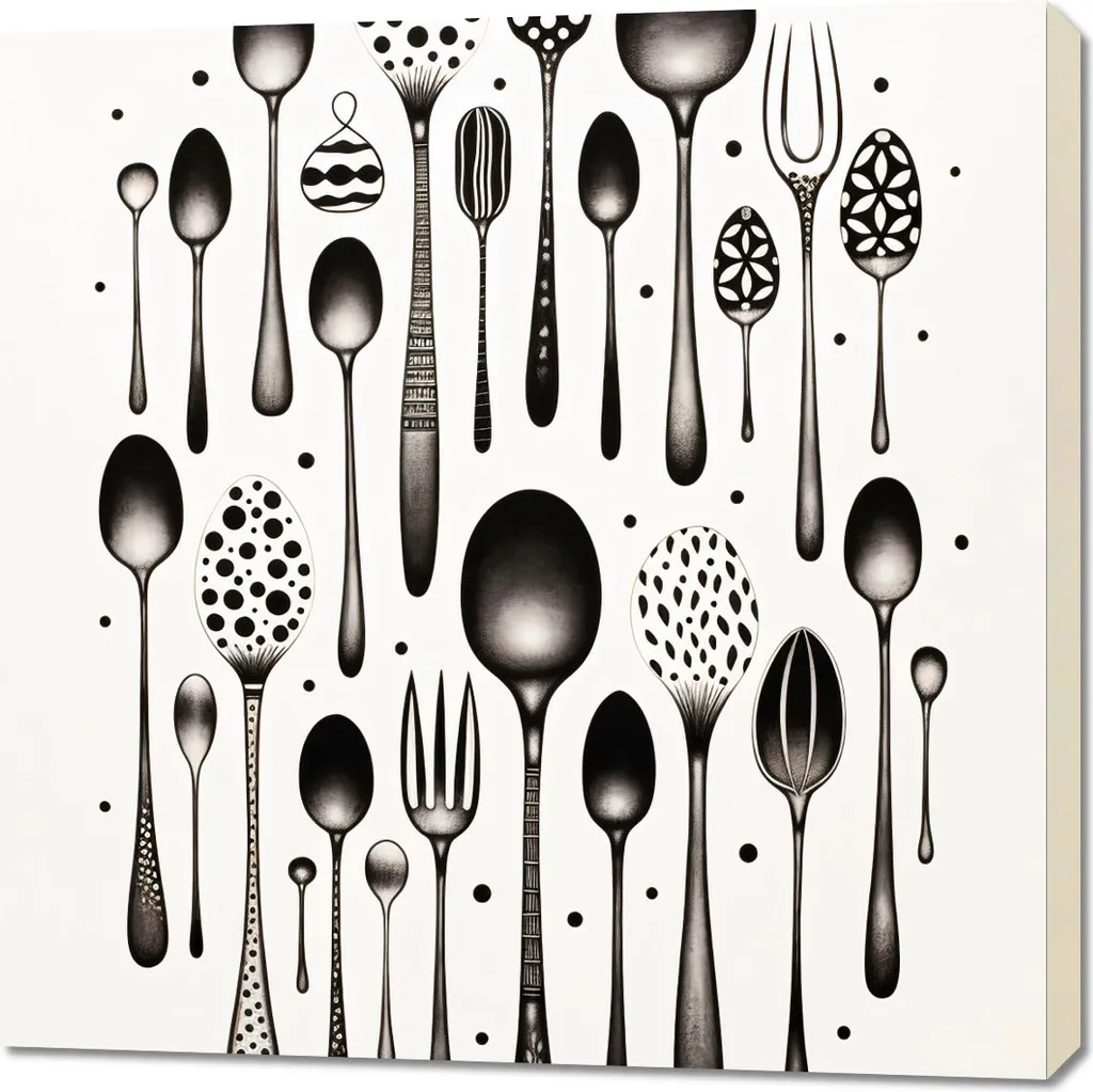 Quadro 90x90 cm Strumenti del Gusto: Arte per Cucina Moderna e Design