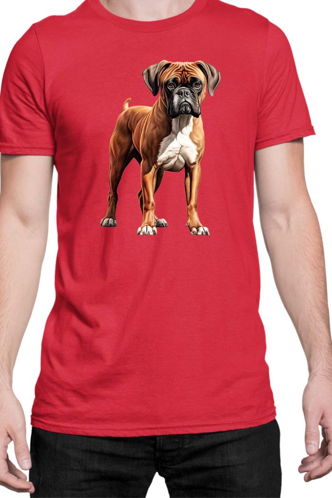 Herren T-Shirt Dogs Breeds Boxer Dog Breed 006, Man L / Rot