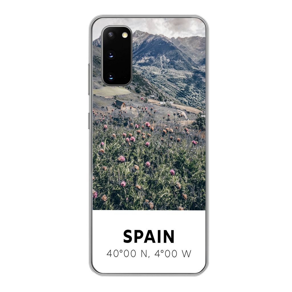 MuchoWow Handyhülle Schutzhülle Hülle für Samsung Galaxy S20 Spanien - Berge - Blumen Silikon Softcase Handy Hülle - Bild