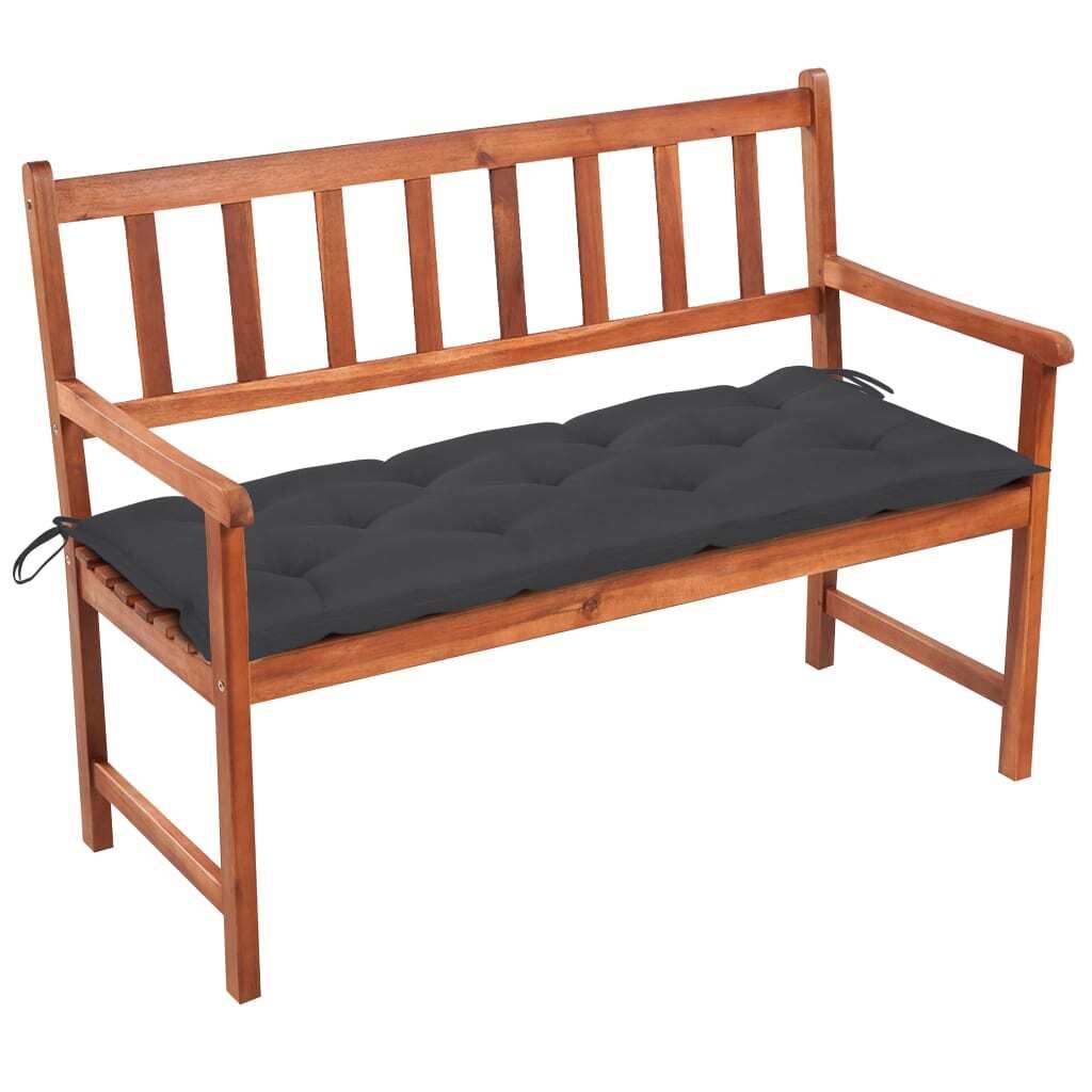 The Living Store Gartenbank mit Auflage 120 cm Massivholz Akazie