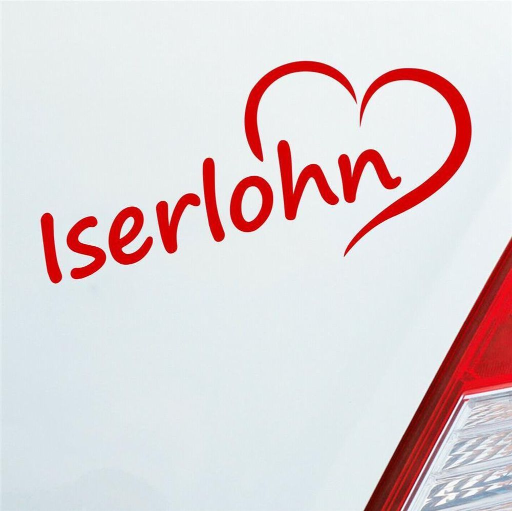 Auto Aufkleber Iserlohn Herz Stadt City Liebe Love Heimat 18x8 cm Rot Sticker Heckscheibenaufkleber
