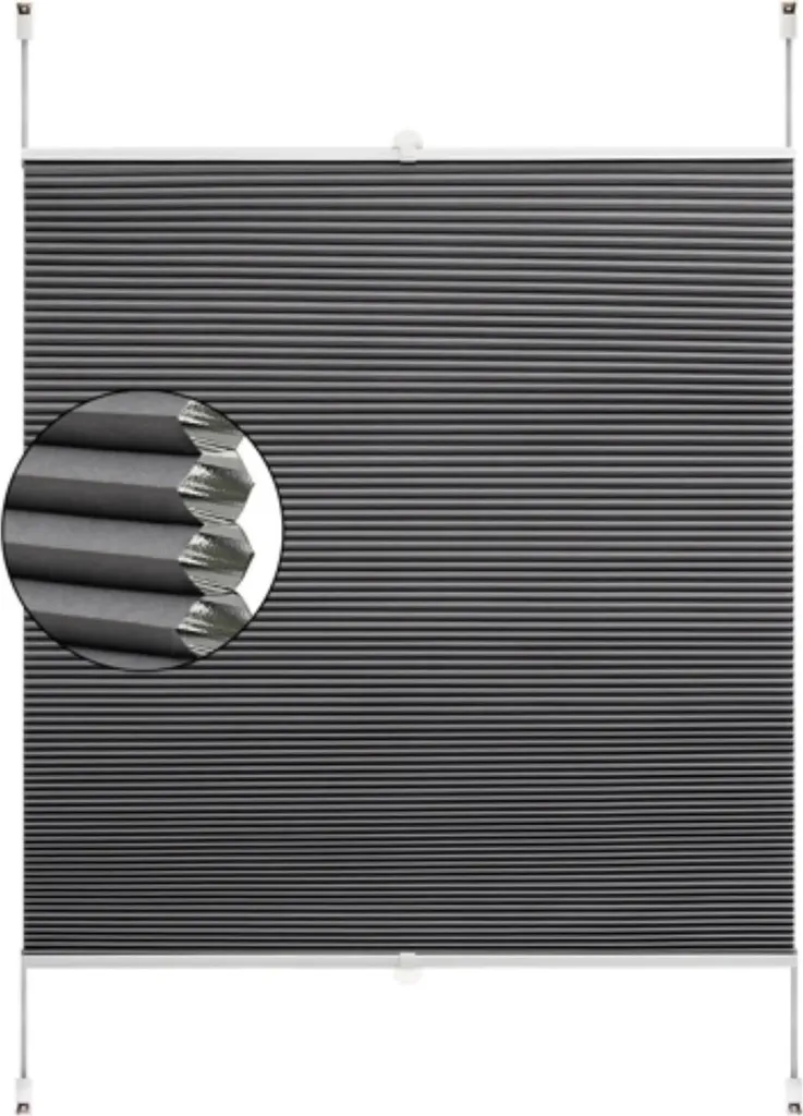 Store plissé anti-chaleur sans perçage occultant gris clair 86x183 cm