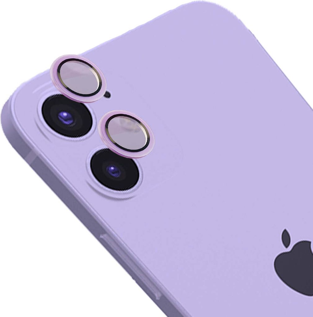 Bizon Glass Snap Lens Apple iPhone 12 / 12 Mini / 11 lila Rahmen