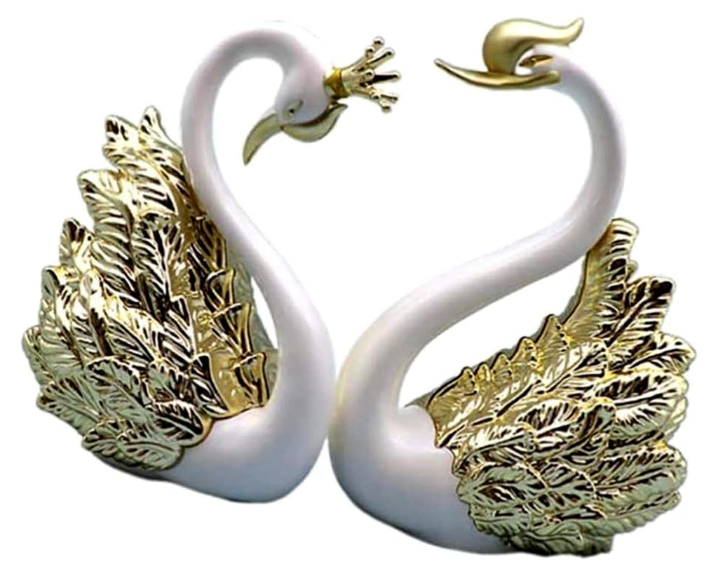 Tortenaufsatz, goldener Schwan, 2 Stück, Figuren für Auto-Armaturenbrett, Statuen für Zuhause, Party, Hochzeit, Weihnachtsdekoration