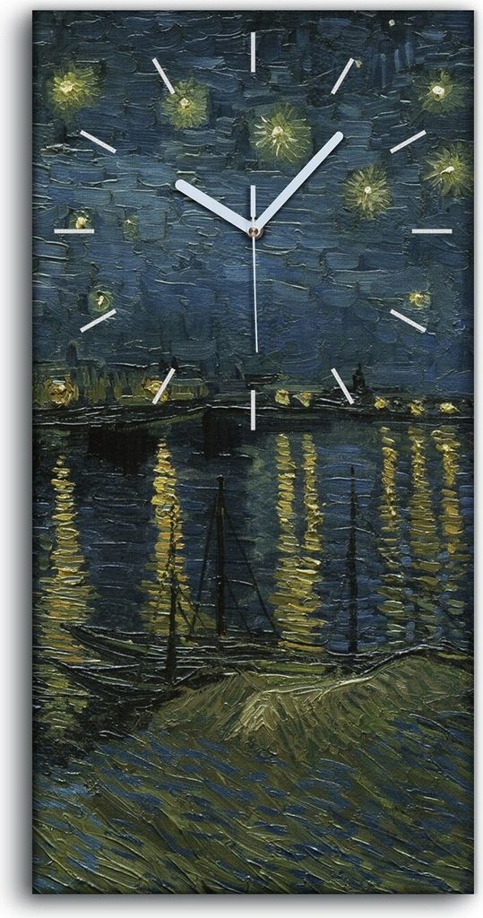 Leinwand Wanduhr Wandkunst Uhr Geräuschlos 30x60 Sternen Nacht in Rodan - weiße Hände