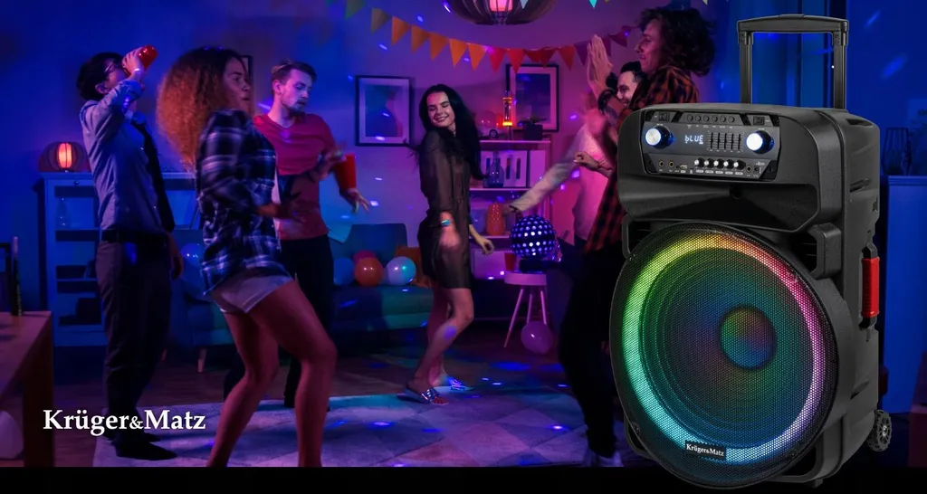 Enceinte Bluetooth 60W avec jeux de lumière LED et 2 micros UHF inclus - 2