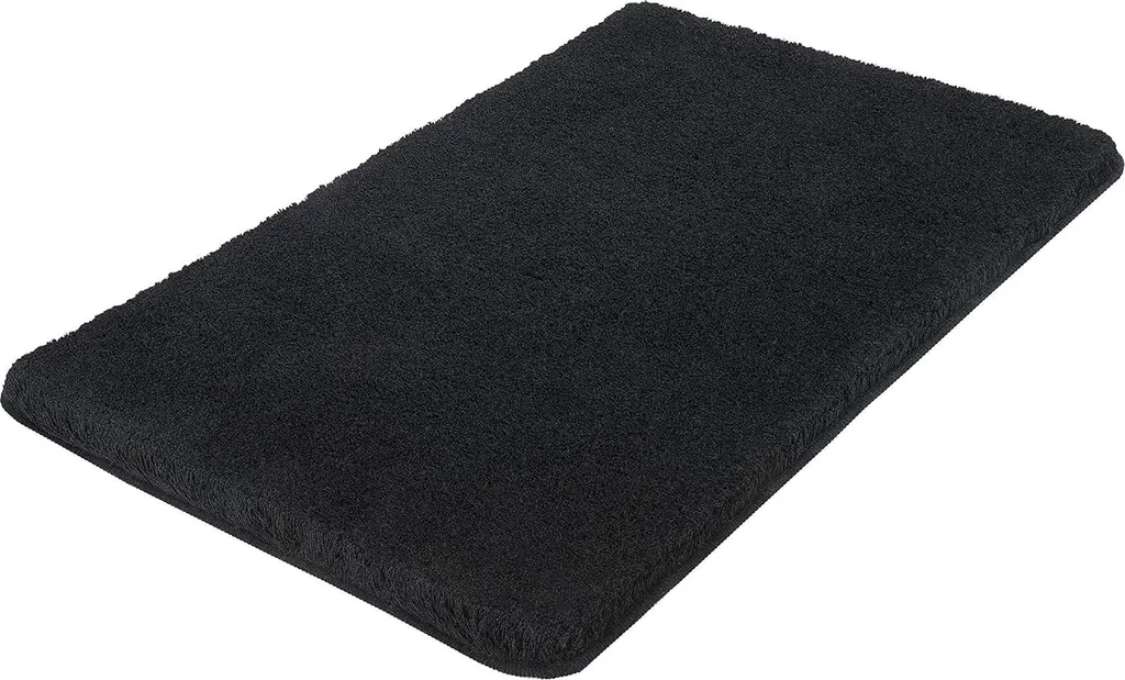 Tapis de bain antidérapant noir 70x120 cm en tissu ultra absorbant soft