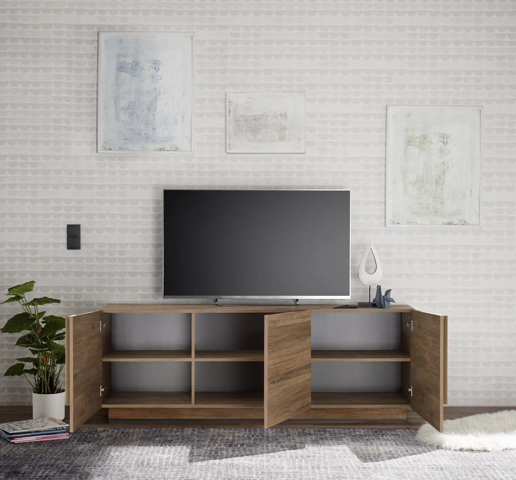 Meuble TV Vergonte 182cm : Rangez Tout votre Matériel en Chêne Marron