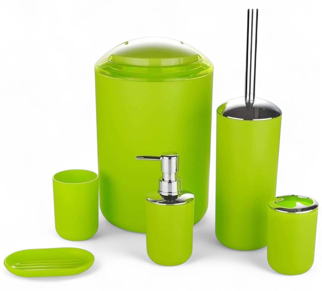 6tlg Badset Badezimmer Zubehör Set Organizer: (Grün Design Produktbild 