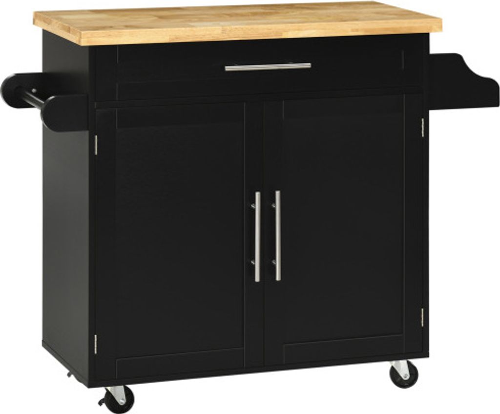 Kuechenwagen Schwarz 109x40x89cm Servierwagen Arbeitsplatte Gewuerzregal Kuechenschrank Schubladenschrank Aufbewahrungsschrank Vitrine Geschirrschrank
