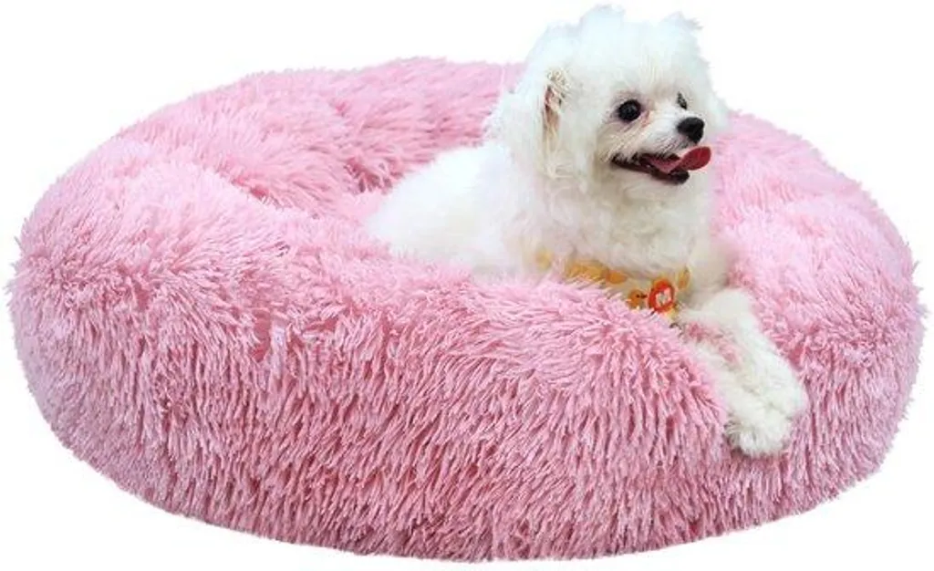 Coussin pour chien lavable 70 cm rose antidérapant en peluche de qualité