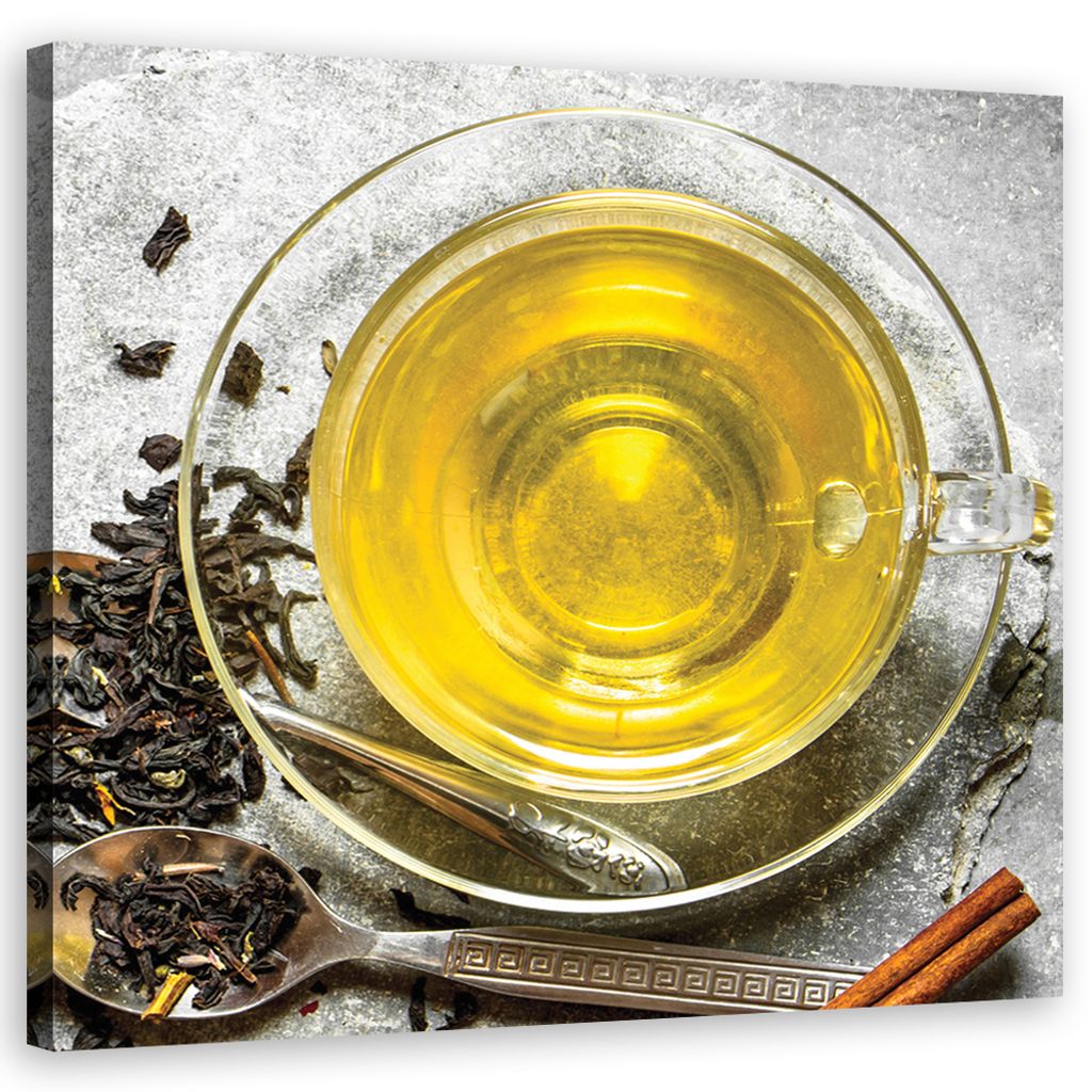 Leinwandbild Aromatischer Tee 60x60 Feeby Gelb bild für die wand bereit zum aufhängen
