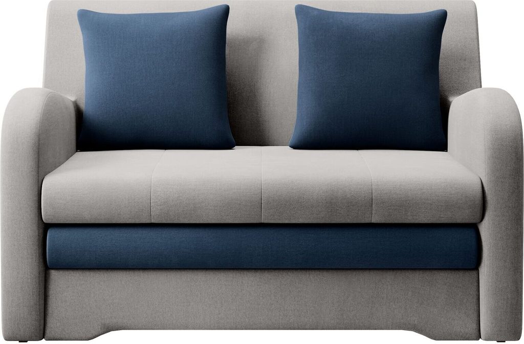 Sofa mit Schlaffunktion und Bettkasten Couch für Wohnzimmer Schlafsofa Sofagarnitur Polstersofa - 130x85x103 cm - AMIRO (Hellgrau + Dunkelblau - ...