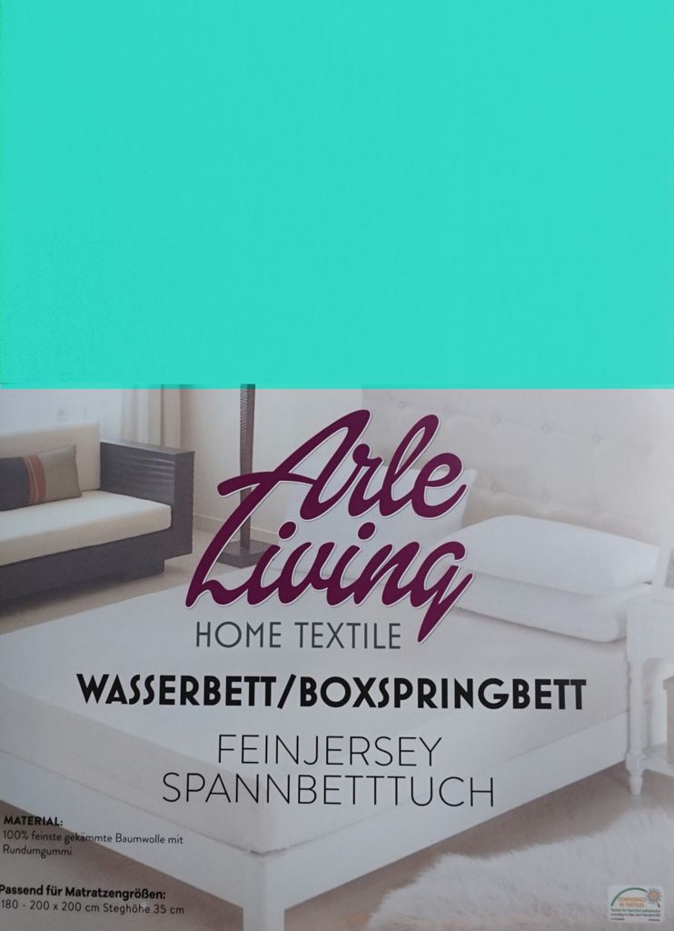 Jersey Spannbettlaken Wasserbett Boxspringbett Mint Grün 180x200 - 200x200 cm 100% Baumwolle