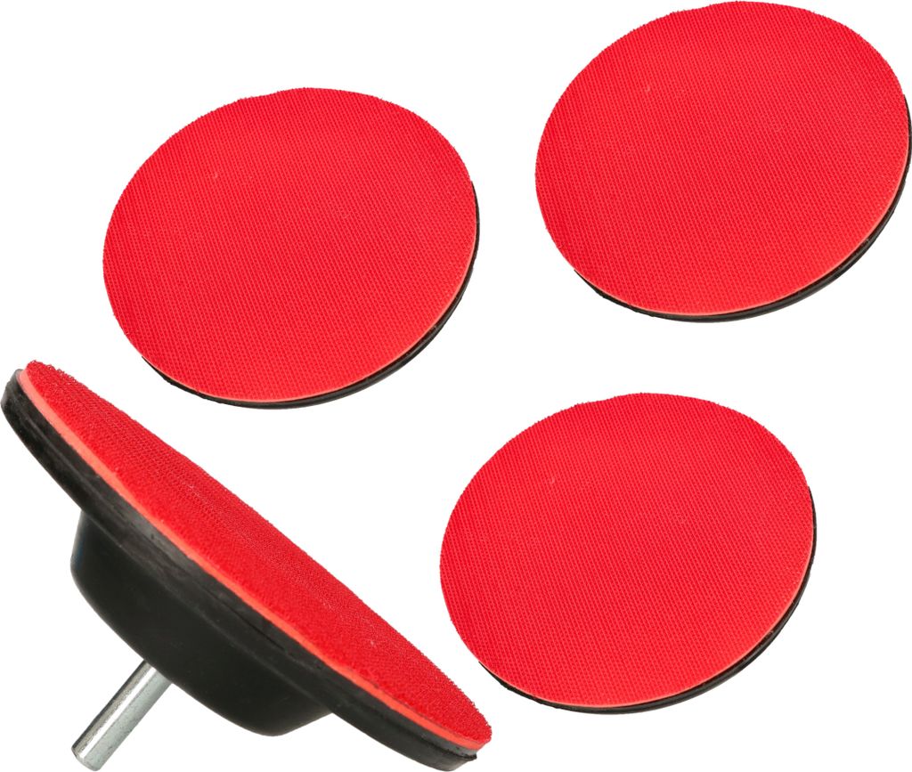 KOTARBAU 4er Set Schleifteller mit Klett 125 mm mit Spanndorn für Bohrmaschinen