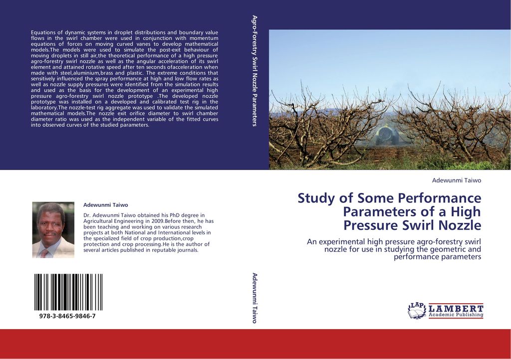 Study of Some Performance Parameters of a High Pressure Swirl Nozzle