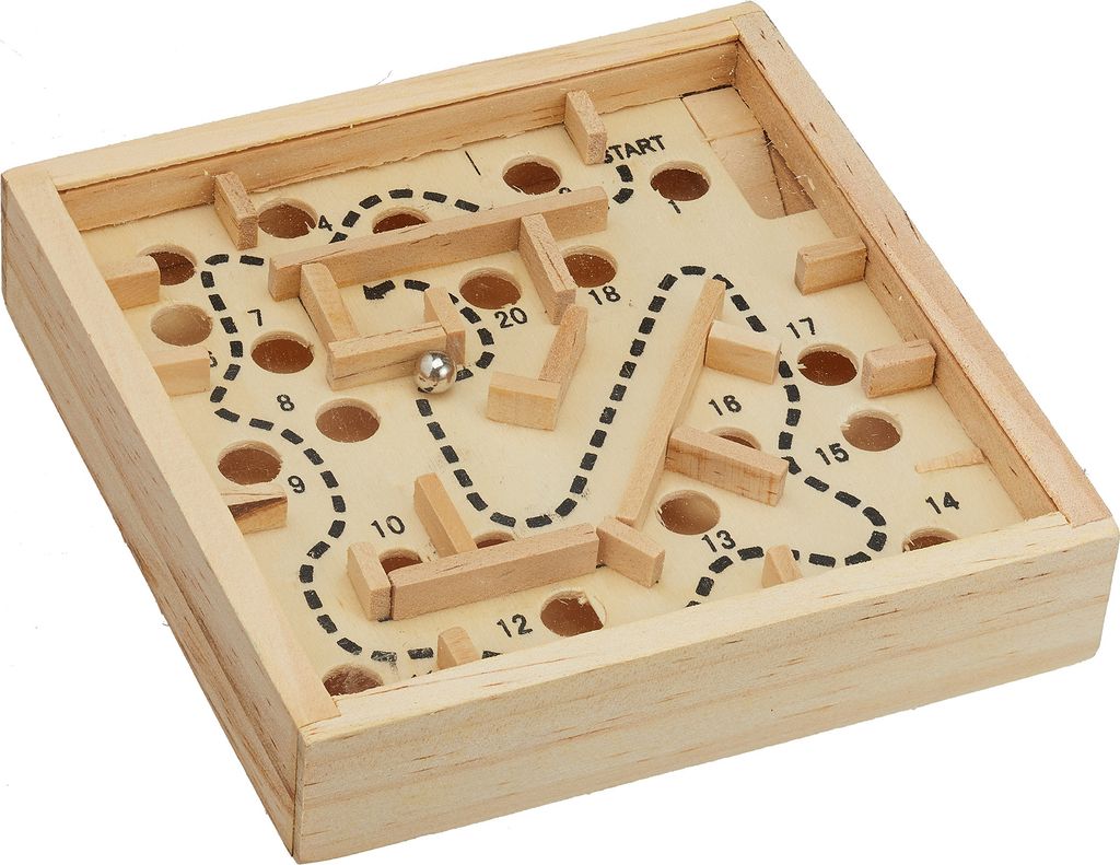 Holz Kugellabyrinth 12 x 12 cm Kinder Lernspiel Produktbild 