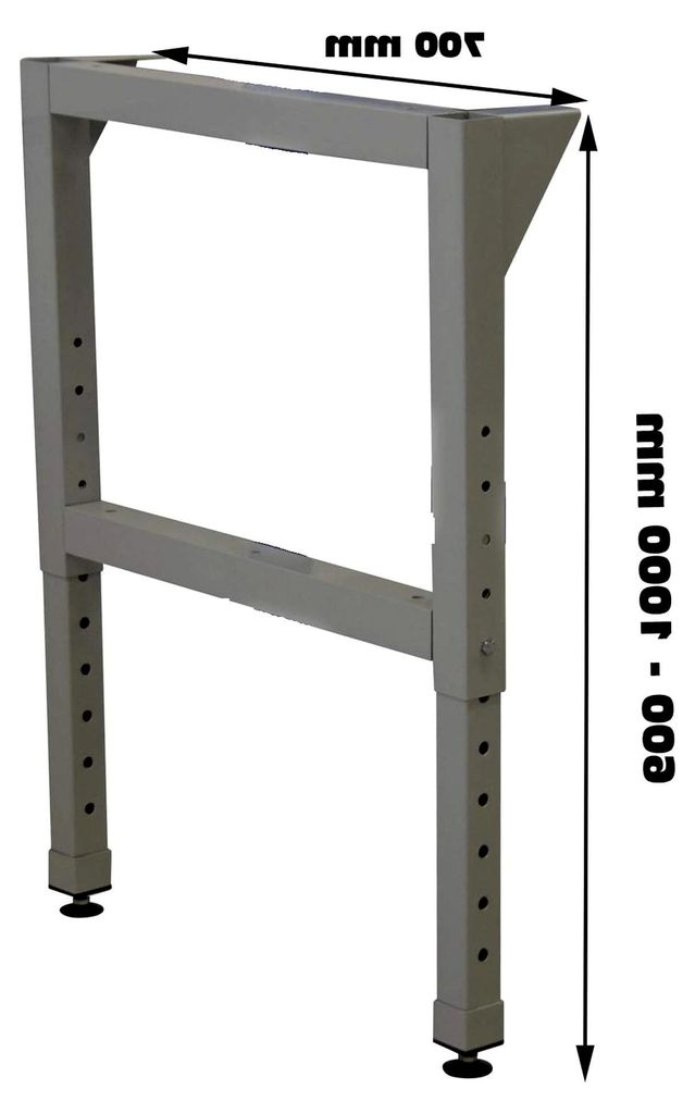 Höhenverstellbarer Werkbankfuß, Vierkantrohr 50x50x2 mm, pulverbeschichtet, für Werkbänke mit einer Tiefe von 700 mm, inkl. Montagematerial und...