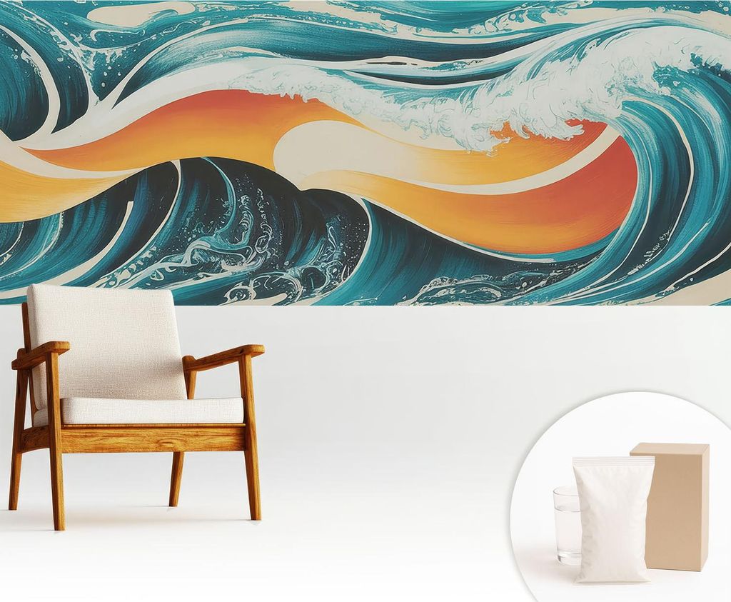 Fototapete - 250x104 cm - Tapete - Wandtapete - Wandbilder - Dekofolie - Tapete Folie - Wand - Dekoration - Wohnzimmer - Abstrakte Wellen