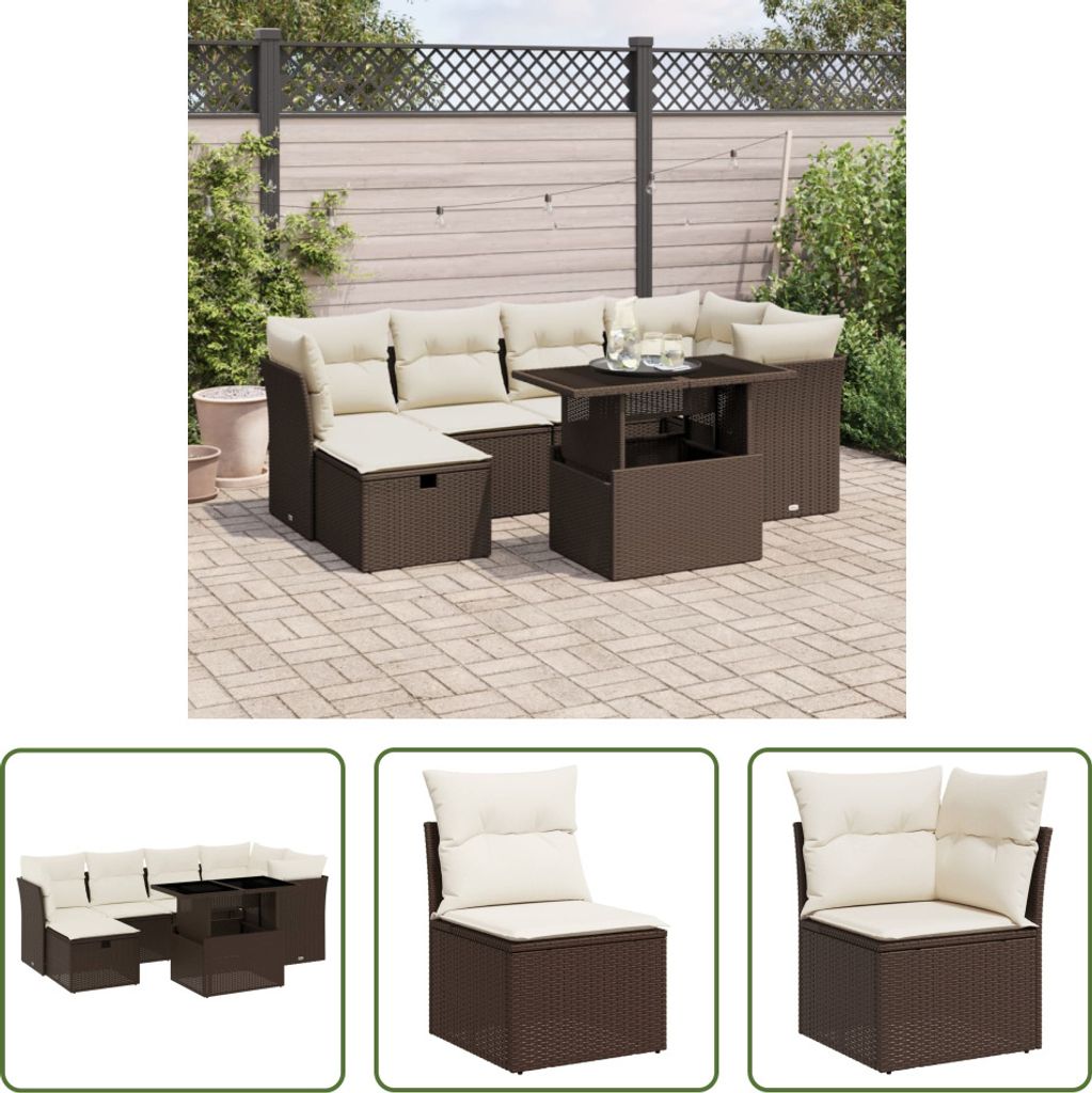 The Living Store 7-tlg. Garten-Sofagarnitur mit Kissen Produktbild 