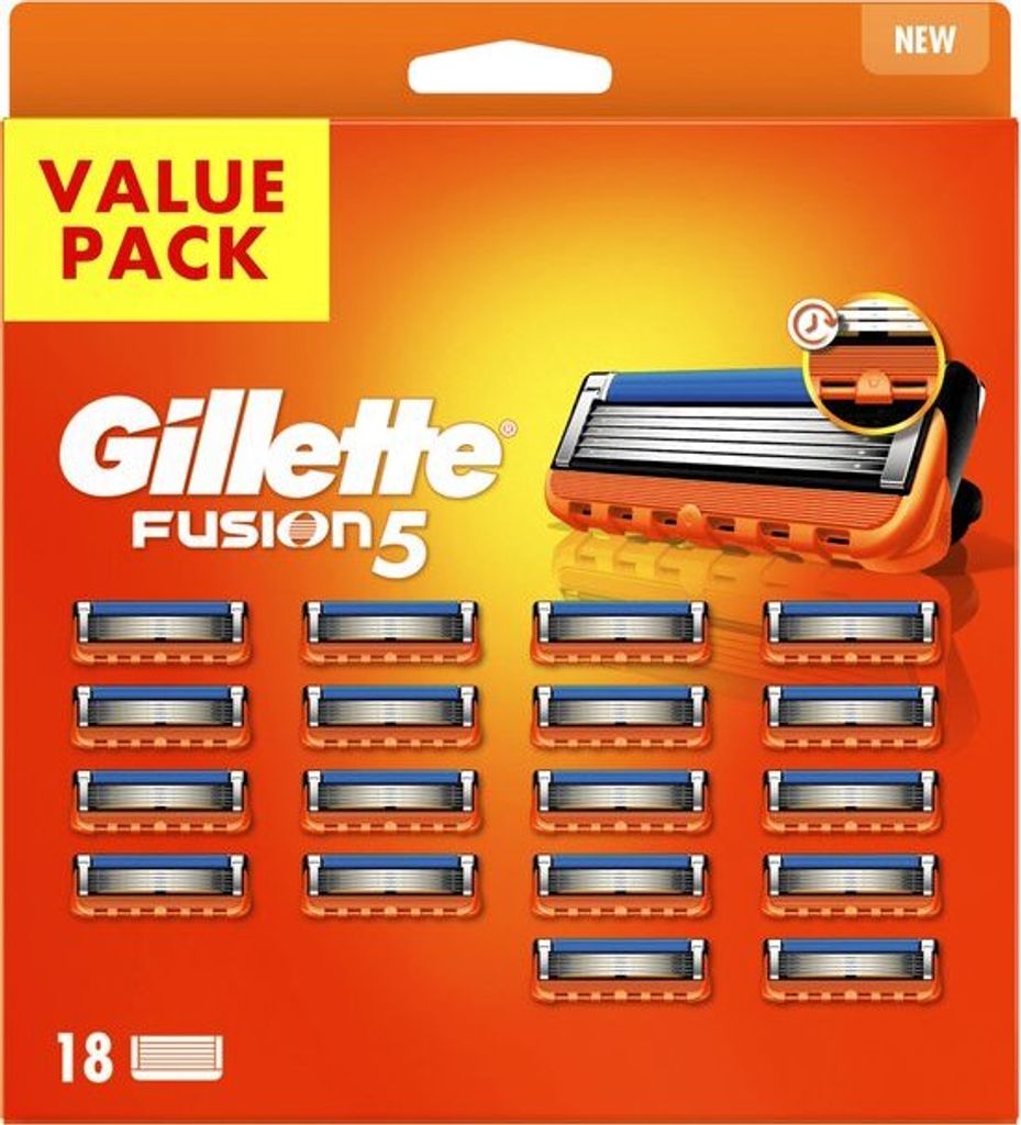 Gillette Fusion5 Rasierklingen, Männer, Gillette, Fusion5, Edelstahl, Orange, 18 Stück(e)