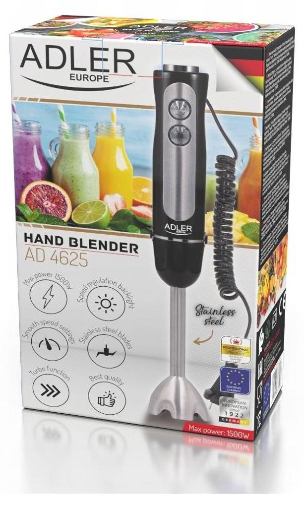 ADLER AD 4625B Stabmixer Edelstahl 1500 W Schwarz Zdjęcie produktu 