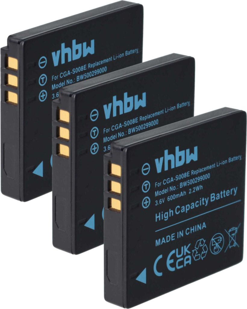 vhbw 3x Akku Ersatz für Leica BP-DC6 für Kamera (600 mAh, 3,6 V, Li-Ion)