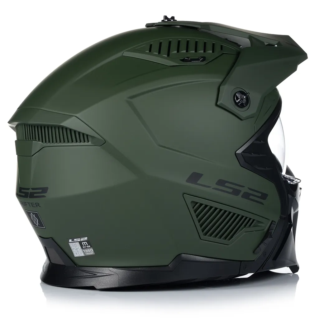 Casque LS2 OF606 Drifter Trial vert mat M léger et anti-buée