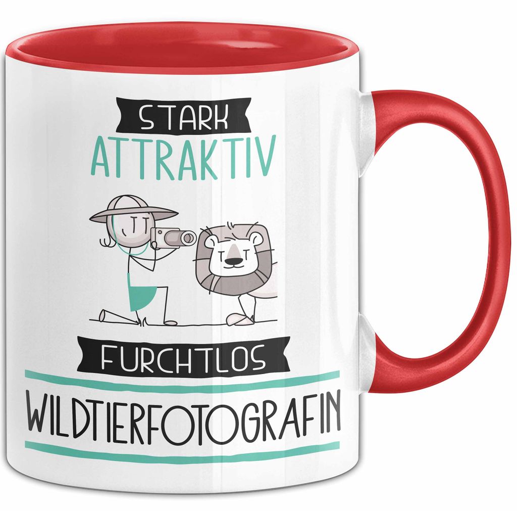 Wildtierfotografin Tasse Geschenk Becher Stark Attraktiv Furchtlos Wildtierfotografin Lustige Geschenkidee (Rot)
