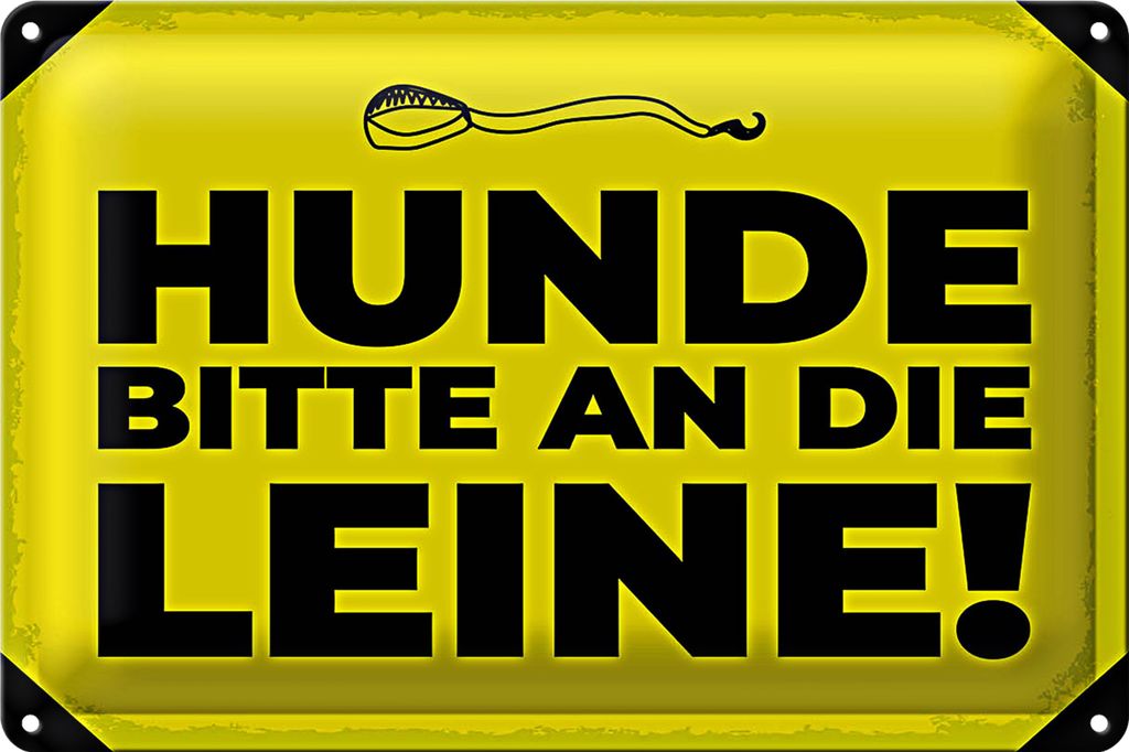 Blechschild Hundeschild Hunde bitte an die Leine 40x30cm