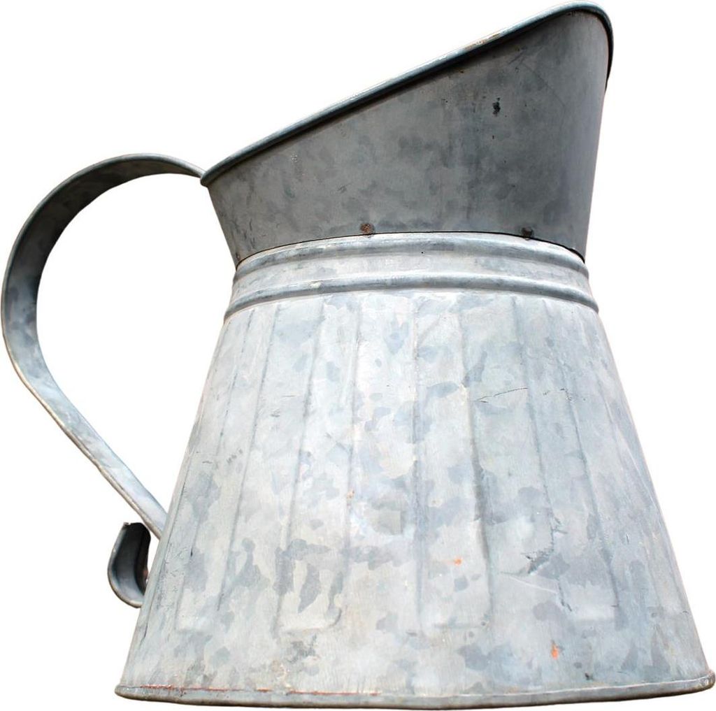 Großer Nostalgischer Zink Krug, 22 cm hoch, nicht wasserdicht, mit gewollten Unregelmäßigkeiten und Roststellen