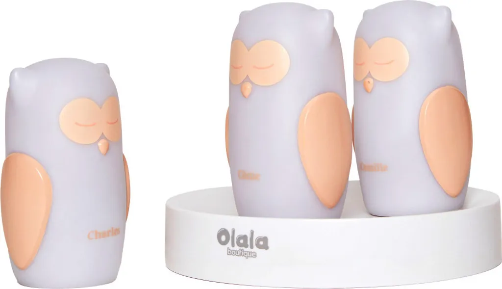 Olala Boutique LED Luci notturne Gufi, 3 pezzi, bianco