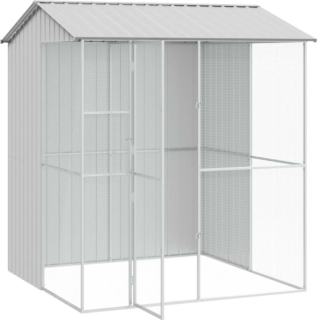 vidaXL Cage à oiseaux Gris 215 x 210 x 247 cm Acier Image du produit 