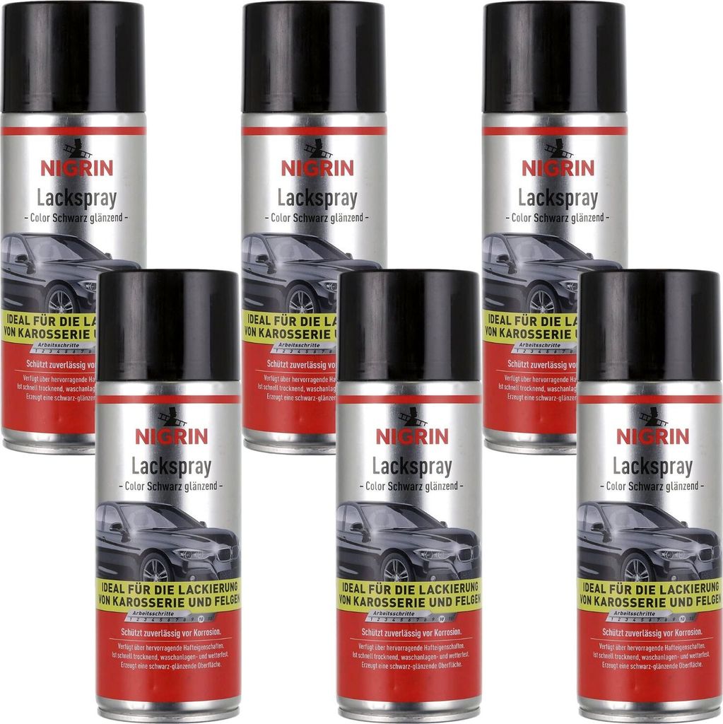 6x czarna błyszcząca puszka farby w sprayu Zdjęcie produktu 