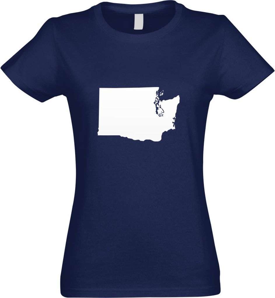 Kiwistar - T-Shirt tailliert - Damen - Navy - USA - Bundesstaat - Washington - mit Motiv Bedruckt - Funshirt Design - Sport - Freizeit - Damen - L