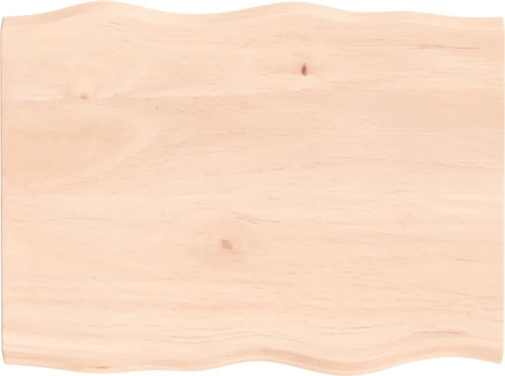 Tischplatte 80x60x2 cm Massivholz Eiche Unbehandelt Baumkante